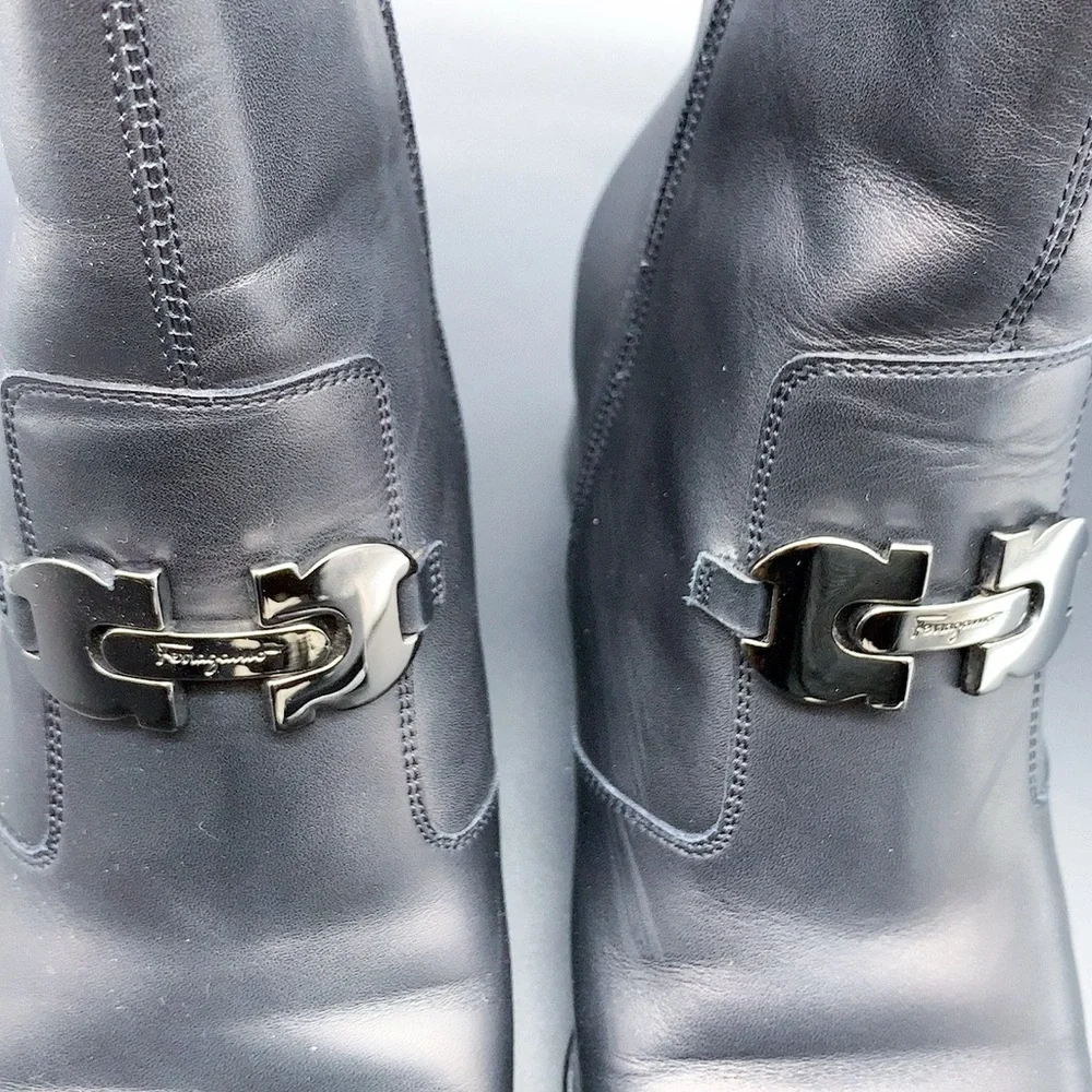 Salvatore Ferragamo Black Zippered Ankle Boots - Picture 8 of 16